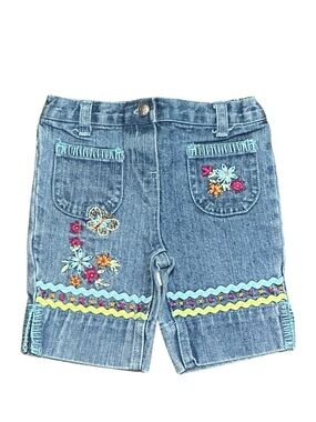 Koala Kids Light Denim Baby Shorts with Faint Embroidery